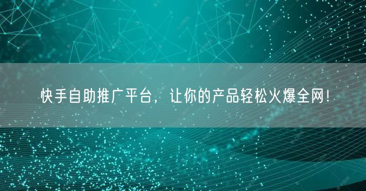 快手自助推广平台，让你的产品轻松火爆全网！