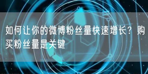 如何让你的微博粉丝量快速增长？购买粉丝量是关键