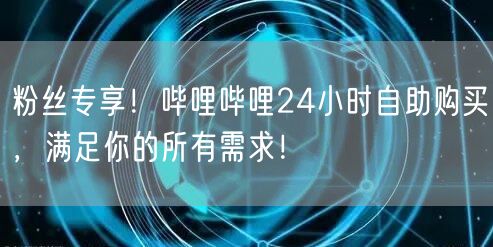 粉丝专享！哔哩哔哩24小时自助购买，满足你的所有需求！