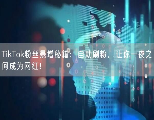 TikTok粉丝暴增秘籍：自助刷粉，让你一夜之间成为网红！