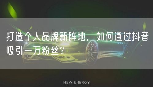打造个人品牌新阵地，如何通过抖音吸引一万粉丝？