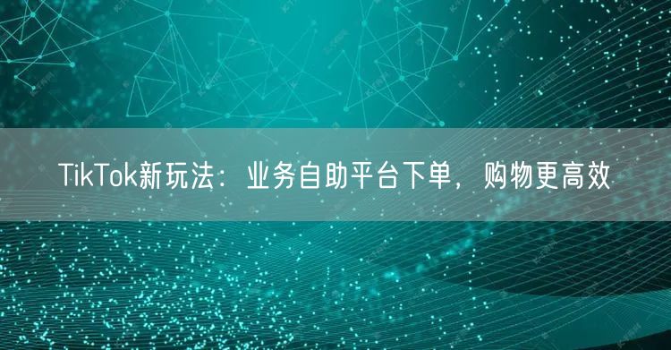 TikTok新玩法：业务自助平台下单，购物更高效