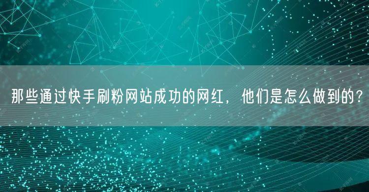 那些通过快手刷粉网站成功的网红，他们是怎么做到的？