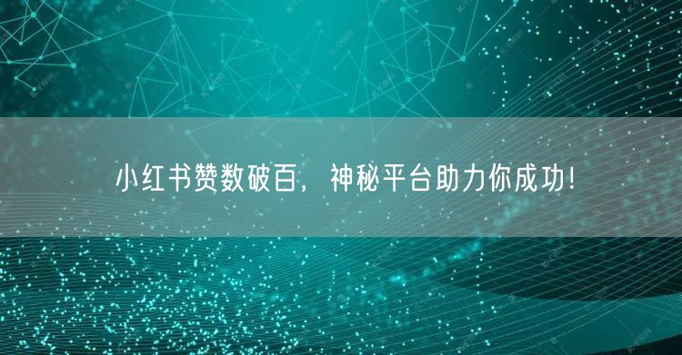 小红书赞数破百，神秘平台助力你成功！