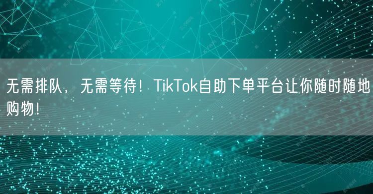 无需排队，无需等待！TikTok自助下单平台让你随时随地购物！