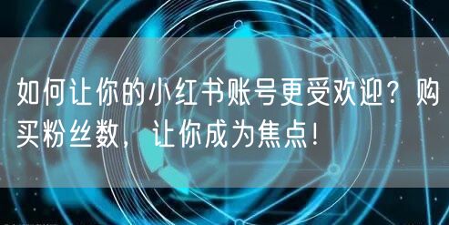 如何让你的小红书账号更受欢迎？购买粉丝数，让你成为焦点！