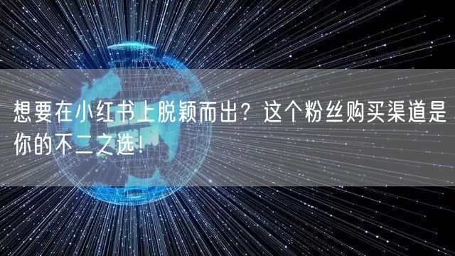 想要在小红书上脱颖而出？这个粉丝购买渠道是你的不二之选！