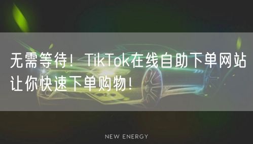 无需等待！TikTok在线自助下单网站让你快速下单购物！