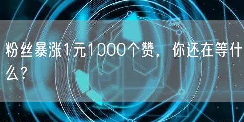 粉丝暴涨1元1000个赞，你还在等什么？