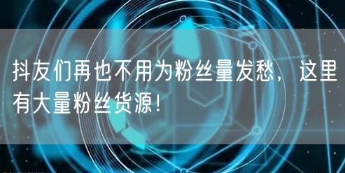 抖友们再也不用为粉丝量发愁，这里有大量粉丝货源！