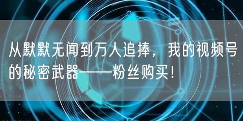 从默默无闻到万人追捧，我的视频号的秘密武器——粉丝购买！