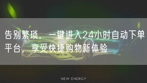 告别繁琐，一键进入24小时自动下单平台，享受快捷购物新体验