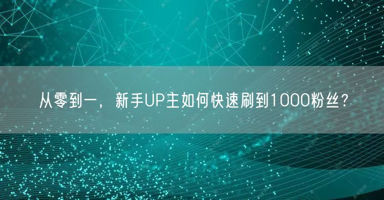 从零到一，新手UP主如何快速刷到1000粉丝？