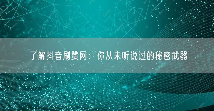 了解抖音刷赞网：你从未听说过的秘密武器