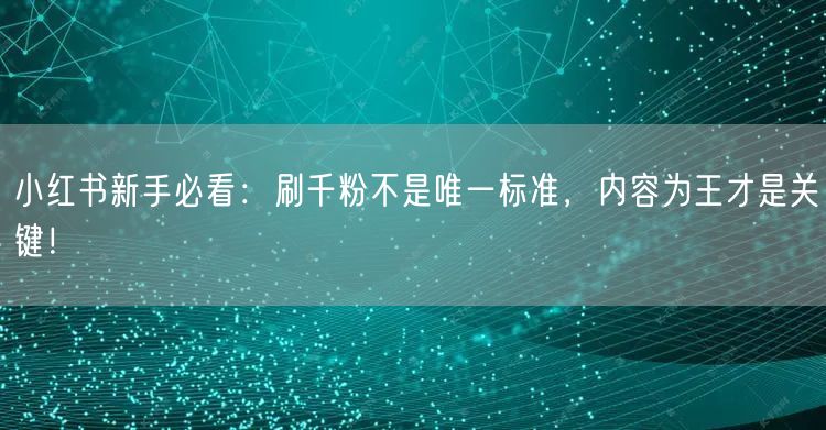 小红书新手必看：刷千粉不是唯一标准，内容为王才是关键！