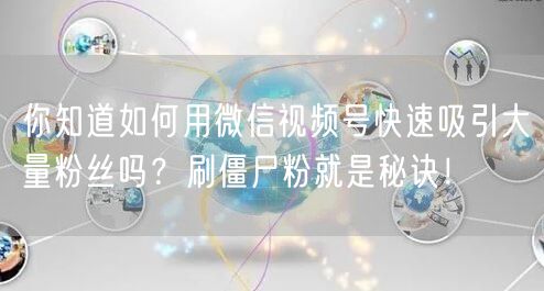 你知道如何用微信视频号快速吸引大量粉丝吗？刷僵尸粉就是秘诀！