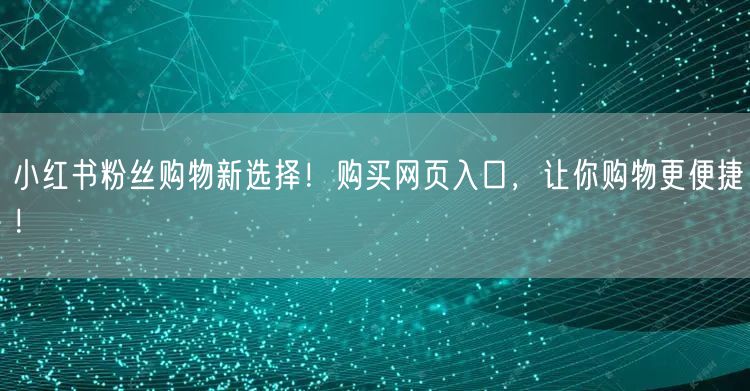 小红书粉丝购物新选择！购买网页入口，让你购物更便捷！