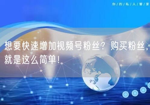 想要快速增加视频号粉丝？购买粉丝，就是这么简单！