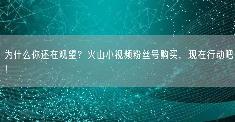 为什么你还在观望？火山小视频粉丝号购买，现在行动吧！