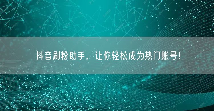 抖音刷粉助手，让你轻松成为热门账号！