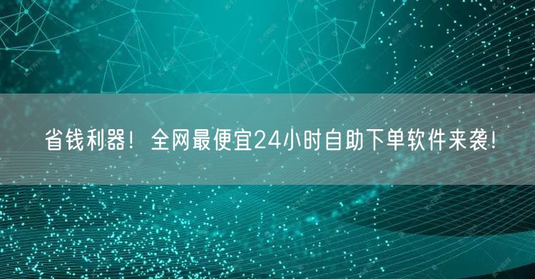 省钱利器！全网最便宜24小时自助下单软件来袭！