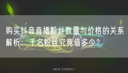 购买抖音直播粉丝数量与价格的关系解析：千名粉丝究竟值多少？