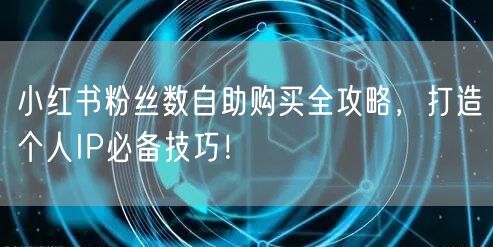 小红书粉丝数自助购买全攻略，打造个人IP必备技巧！