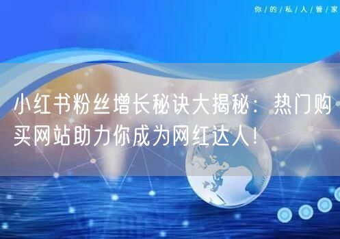 小红书粉丝增长秘诀大揭秘：热门购买网站助力你成为网红达人！