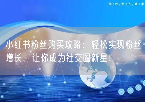 小红书粉丝购买攻略：轻松实现粉丝增长，让你成为社交圈新星！