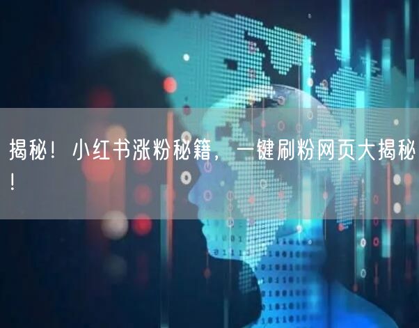 揭秘！小红书涨粉秘籍，一键刷粉网页大揭秘！