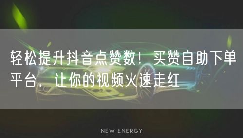 轻松提升抖音点赞数！买赞自助下单平台，让你的视频火速走红