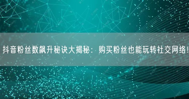 抖音粉丝数飙升秘诀大揭秘：购买粉丝也能玩转社交网络！
