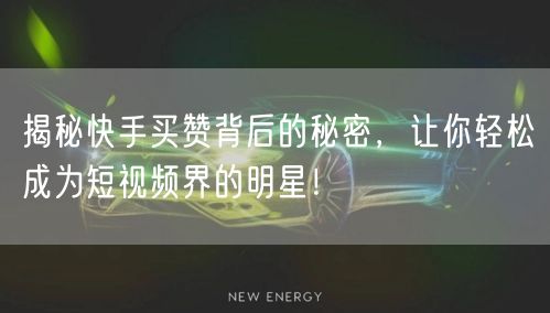 揭秘快手买赞背后的秘密，让你轻松成为短视频界的明星！