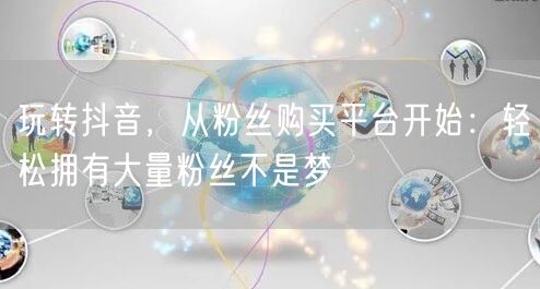 玩转抖音，从粉丝购买平台开始：轻松拥有大量粉丝不是梦