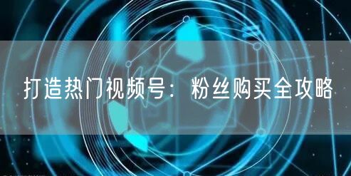 打造热门视频号：粉丝购买全攻略