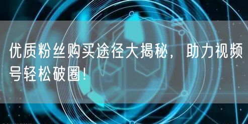 优质粉丝购买途径大揭秘，助力视频号轻松破圈！
