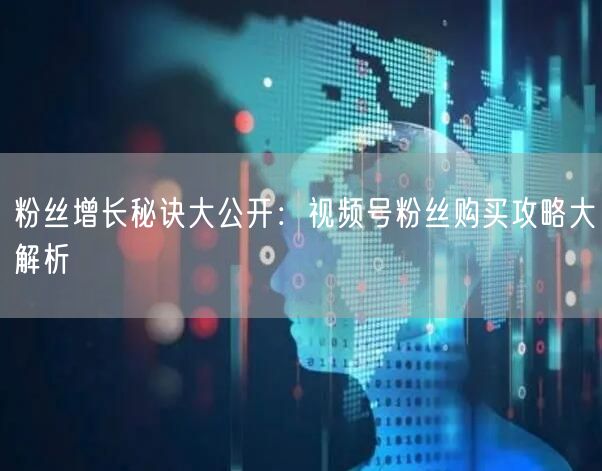 粉丝增长秘诀大公开：视频号粉丝购买攻略大解析