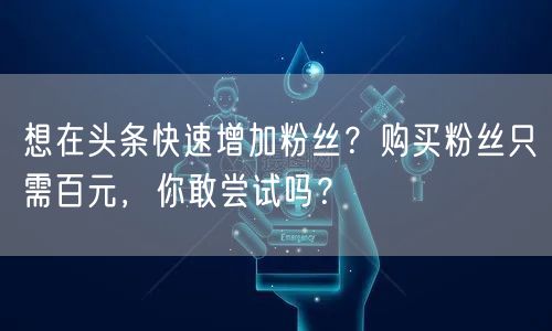 想在头条快速增加粉丝？购买粉丝只需百元，你敢尝试吗？