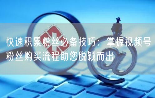 快速积累粉丝必备技巧：掌握视频号粉丝购买流程助您脱颖而出