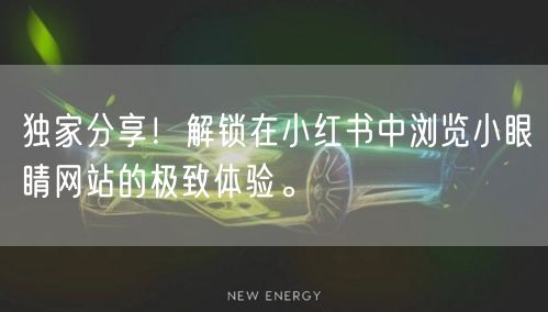 独家分享！解锁在小红书中浏览小眼睛网站的极致体验。
