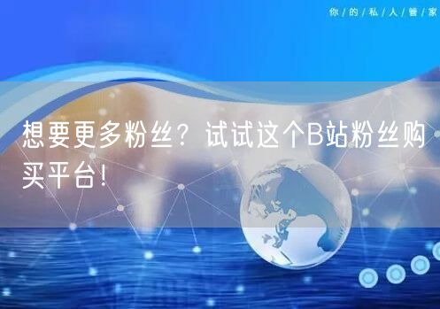 想要更多粉丝？试试这个B站粉丝购买平台！