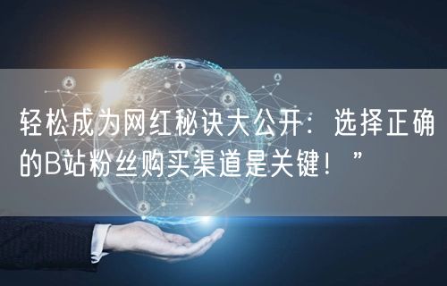 轻松成为网红秘诀大公开：选择正确的B站粉丝购买渠道是关键！”