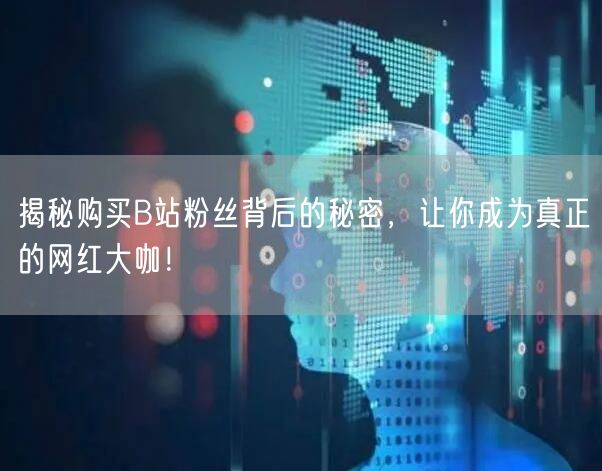 揭秘购买B站粉丝背后的秘密，让你成为真正的网红大咖！