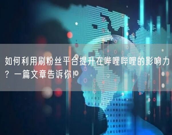 如何利用刷粉丝平台提升在哔哩哔哩的影响力？一篇文章告诉你！
