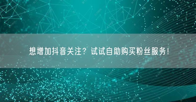 想增加抖音关注？试试自助购买粉丝服务！