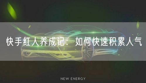 快手红人养成记：如何快速积累人气