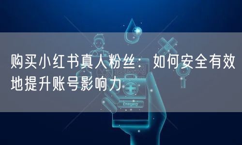 购买小红书真人粉丝：如何安全有效地提升账号影响力