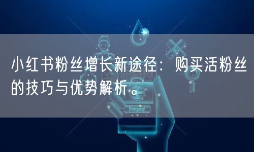 小红书粉丝增长新途径：购买活粉丝的技巧与优势解析。