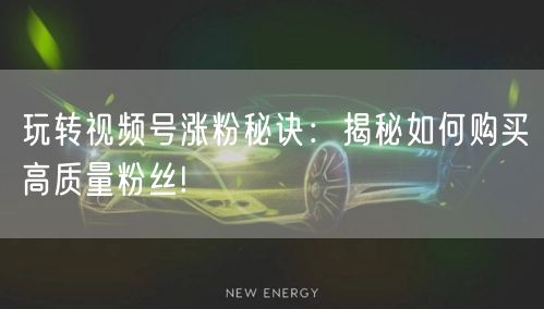玩转视频号涨粉秘诀：揭秘如何购买高质量粉丝!
