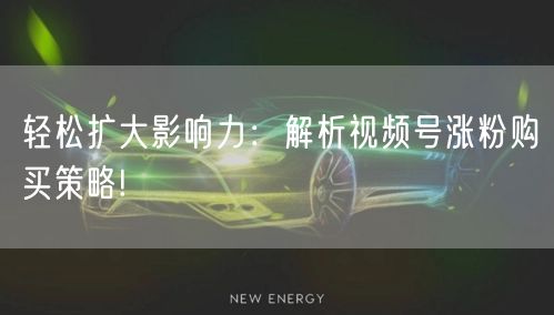 轻松扩大影响力：解析视频号涨粉购买策略!